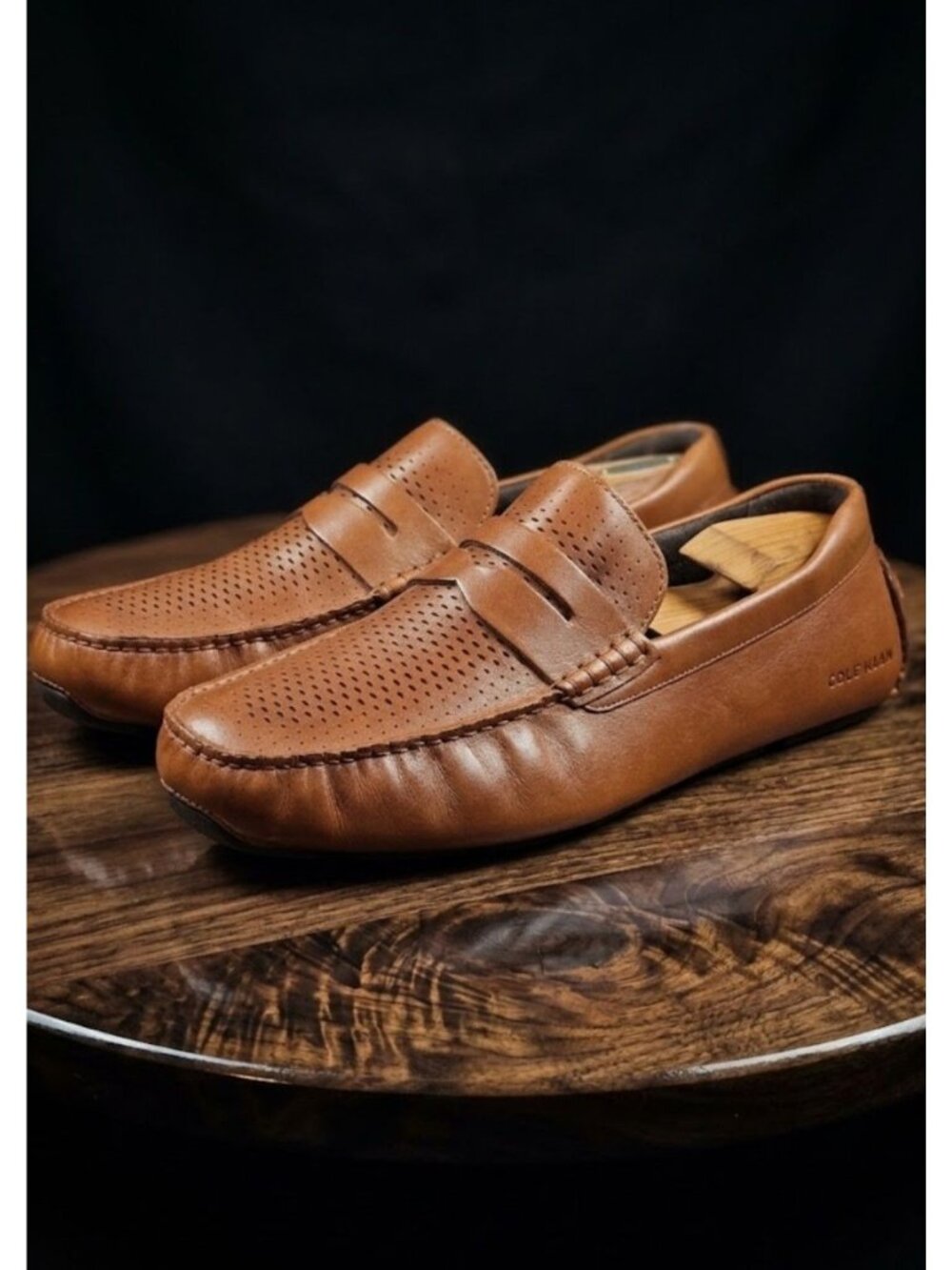 Cole Haan Grand Laser Penny Slip on Moc Driving Shoes Men 11.5 Wide British Tan